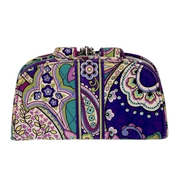 Vera Bradley Kiss N Snap Wallet/Clutch Paisley Jamboree Purple/Green/Pink GUC - Picture 2 of 8